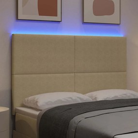 vidaXL LED κεφαλάρι Γκρι Πράσινο 160 cm Υφασμάτινο Κορντουρά