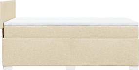 vidaXL Κρεβάτι Boxspring με Στρώμα Κρεμ 90x200 εκ.Υφασμάτινο