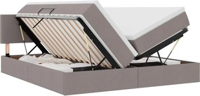 vidaXL Κρεβάτι με φώτα λωρίδας LED Taupe 200 x 200 cm ύφασμα