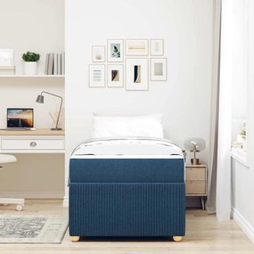 vidaXL Σκελετός Κρεβατιού με στρώμα Μπλε 90 x 190 cm ύφασμα
