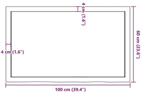 Ράφι Τοίχου Ανοιχτό Καφέ 100x60x(2-4)εκ. Επεξ. Μασίφ Ξύλο Δρυός - Καφέ