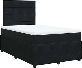 vidaXL Κρεβάτι Boxspring με Στρώμα Μαύρο 120 x 200 εκ. Βελούδινο