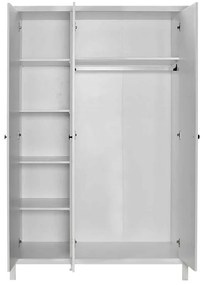 Ντουλάπα ρούχων French Megapap τρίφυλλη χρώμα λευκό 125x54x196εκ.