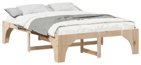 vidaXL Κρεβάτι δαπέδου Καφέ 160 x 200 cm Μασίφ ξύλο πεύκου