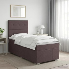 vidaXL Κρεβάτι box spring με στρώμα Σκούρο Καφέ 100 x 200 cm Ύφασμα