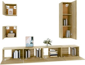 vidaXL Σετ Επίπλων Τηλεόρασης 5 Τεμαχίων Sonoma Δρυς Επεξ. Ξύλο