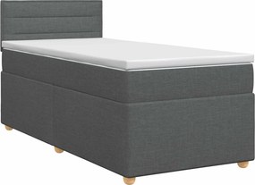 vidaXL Κρεβάτι box spring με στρώμα Σκούρο Γκρι 90 x 190 cm Ύφασμα