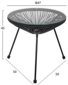 Σετ Κήπου Σαλόνι ACAPULCO 3 τεμ Μαύρο Μέταλλο - Rattan