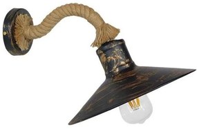 Απλίκα Φωτιστικό Τοίχου Σκουριά με Σχοινί Φ27 GloboStar BRASTA 01131-1131-Σκουριασμένο 1131