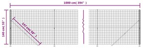 vidaXL Συρματόπλεγμα Περίφραξης Πράσινο 1,4 x 10 μ. με Βάσεις Φλάντζα