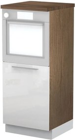 Επιδαπέδιο ντουλάπι φούρνου ψηλό Raval K14-60-1KR-Φυσικό σκούρο - Λευκό γυαλιστερό