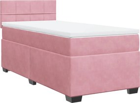 vidaXL Κρεβάτι Boxspring με Στρώμα Ροζ 100x200 εκ. Βελούδινο