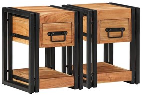 vidaXL Κομοδίνο 2 pcs Καφέ 30 x 30 x 40 cm Μασίφ ξύλο ακακίας