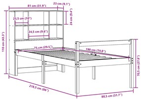 ΚΡΕΒΑΤΙ ΒΙΒΛΙΟΘΗΚΗ ΧΩΡΙΣ ΣΤΡΩΜΑ ΚΑΦΕ 75X190 ΕΚ ΜΑΣΙΦ ΠΕΥΚΟ 3322026