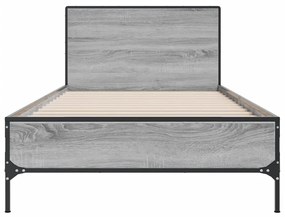 vidaXL Πλαίσιο Κρεβατιού Γκρι Sonoma 90x200 εκ. Επεξ. Ξύλο &amp; Μέταλλο