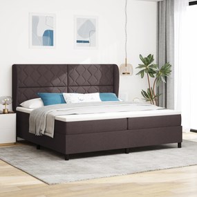 vidaXL Κρεβάτι Box Spring  με Στρώμα σε Σκούρο Καφέ, 200x200 εκ. Υφάσματος