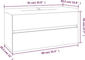 vidaXL Ντουλάπι Μπάνιου με Νιπτήρα Καπνιστή Δρυς Επεξεργασμένο Ξύλο