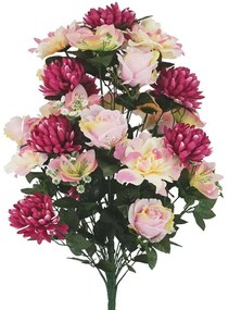 Διακοσμητικό Τεχνητό Μπουκέτο Τριαντάφυλλο-Αλστρομέρια 00-00-27415-1 69cm Multi-Pink Marhome Συνθετικό Υλικό