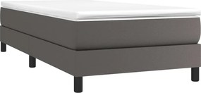 vidaXL Κρεβάτι Boxspring με Στρώμα Γκρι 100x200εκ. από Συνθετικό Δέρμα