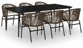 vidaXL Σετ Τραπεζαρίας Κήπου 7 Τεμαχίων Καφέ