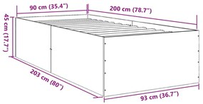 Πλαίσιο Κρεβατιού Sonoma Δρυς 90x200 εκ. Επεξεργασμένο Ξύλο - Καφέ