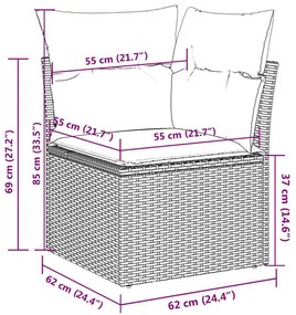 vidaXL Σαλόνι Κήπου Σετ 8 τεμ. Μπεζ Συνθετικό Ρατάν με Μαξιλάρια