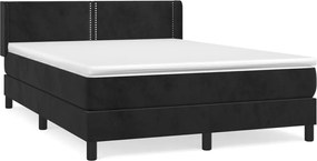 vidaXL Κρεβάτι Boxspring με Στρώμα Μαύρο 140x190 εκ. Βελούδινο