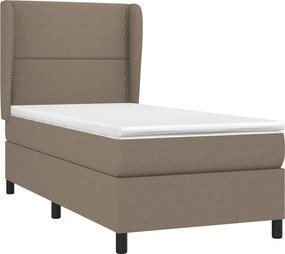 vidaXL Κρεβάτι Boxspring με Στρώμα Taupe 90x200 εκ. Υφασμάτινο