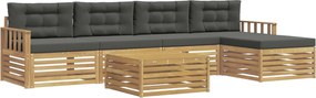 vidaXL Σειρά Καναπέ Εξωτερικού 7 pcs Άσπρο και Ανθρακί Πολυεστέρας