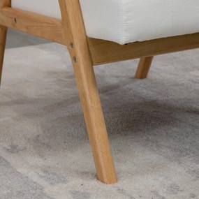 HOMCOM Πολυθρόνα σε Σκανδιναβικό Σχέδιο, Όψη Βελούδου, Μασίφ Ξύλινο Πλαίσιο, 68 x 74 x 82cm, Φυσικό+Κρεμ