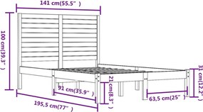 vidaXL Πλαίσιο Κρεβατιού Λευκό 135x190 εκ. από Μασίφ Ξύλο Double