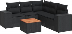 vidaXL Patio Sofa Set 5-θέσια Black