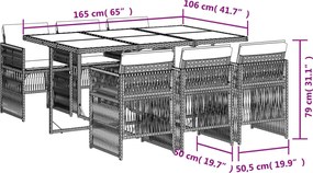 vidaXL Σετ Τραπεζαρίας Κήπου 7 τεμ. Γκρι Συνθ. Ρατάν με Μαξιλάρια