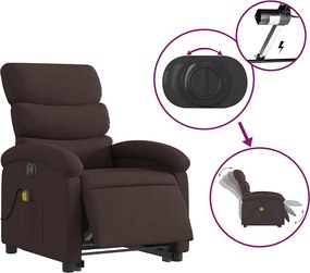 vidaXL Πολυθρόνα Μασάζ Ηλεκ. Ανακλινόμενη Ανύψωση Σκ. Καφέ Υφασμάτινη