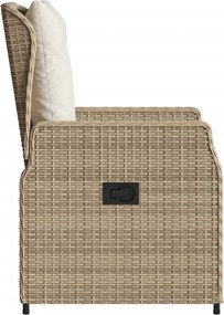 vidaXL Καρέκλες Κήπου Ανακλινόμενες 2 τεμ. Μπεζ Συνθ. Ρατάν
