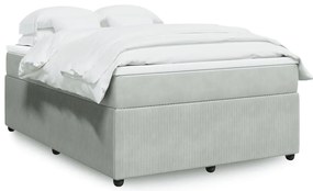 vidaXL Κρεβάτι Boxspring με Στρώμα Ανοιχτό Γκρι 160x200 εκ. Βελούδινο