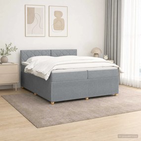 vidaXL Κρεβάτι box spring με στρώμα Ανοιχτό γκρι 200 x 200 cm Ύφασμα