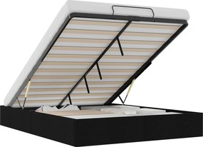 vidaXL Κρεβάτι Οθωμανικού Τύπου Μαύρο 153 x 203 cm Ύφασμα
