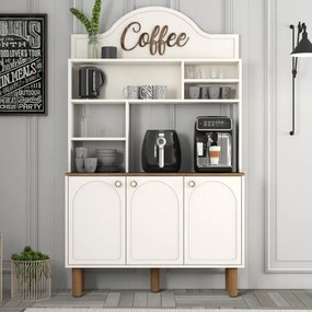 Μποέμ Γωνιά με Ράφια και Ντουλάπια 120x35x203 cm - Λευκό