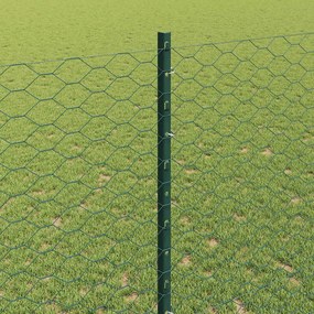vidaXL Εξωτερική εξάγωνη περίφραξη με στήλη 50 x 1,4 μ Πράσινο Δίχτυ