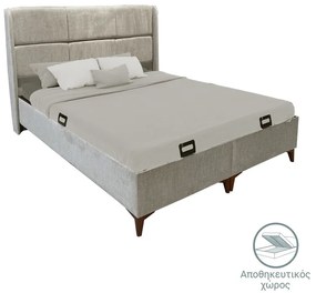 Κρεβάτι διπλό Serene pakoworld με αποθηκευτικό χώρο κρεμ ύφασμα 160x200εκ