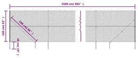 Συρματόπλεγμα Περίφραξης Ανθρακί 1,6 x 25 μ. με Καρφωτές Βάσεις - Ανθρακί