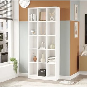 Stewehome Βιβλιοθήκη με 15 ράφια από μελαμίνη Λευκό 76x25x180 cm