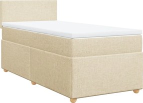 vidaXL Κρεβάτι Boxspring με Στρώμα Κρεμ 90x190 εκ.Υφασμάτινο