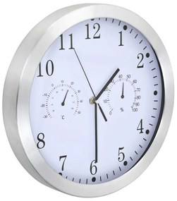 vidaXL Ρολόι Τοίχου Λευκό 30 εκ. Quartz με Υγρόμετρο και Θερμόμετρο