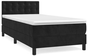 vidaXL Κρεβάτι Boxspring με Στρώμα Μαύρο 100x200 εκ. Βελούδινο