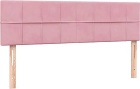 vidaXL Box Spring κρεβάτι με στρώμα ροζ 140x220 cm Βελούδινο