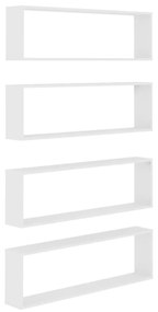 Ράφια Κύβοι Τοίχου 4 τεμ. Λευκά 100 x 15 x 30 εκ. Μοριοσανίδα - Λευκό