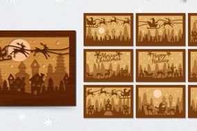 Σετ των 2 Intra απο ξύλο plywood 3mm-4mm πάχος Χριστουγεννιάτικο έλκηθρο με λέιζερ Δίασταση 30x20 cm INTRAFABR-110791427