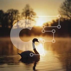 Intra Συλλεκτικό Ξύλινο Παζλ Plywood 4mm - Κύκνος στην ανατολή του ηλίου σε μια ήρεμη λίμνη Σε Ξύλινο Κουτί - Διαστάσεις: 10x10 cm – 25 κομμάτια